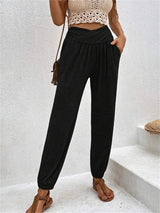 Casual Loose Pocket Ankle-tied Trousers