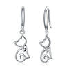 Sterling Silver Cat Zircon Earrings