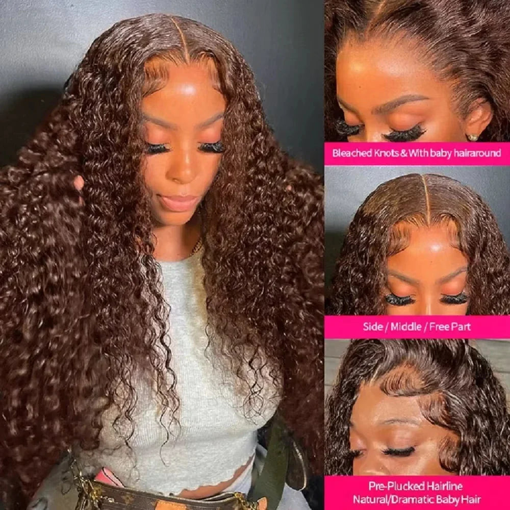 Chocolate Brown Curly Lace Front Wig