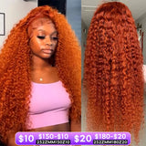 Orange colored Water wave Human Hair Wigs