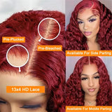 Burgundy Hd Lace Frontal Human Hair Curly Wigs