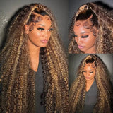 Highlight Human Hair Colored Curly Wigs