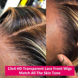 Honey Blonde Deep Curly Transparent Wigs