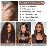 Chocolate Brown HD Lace Front Human Hair Wigs
