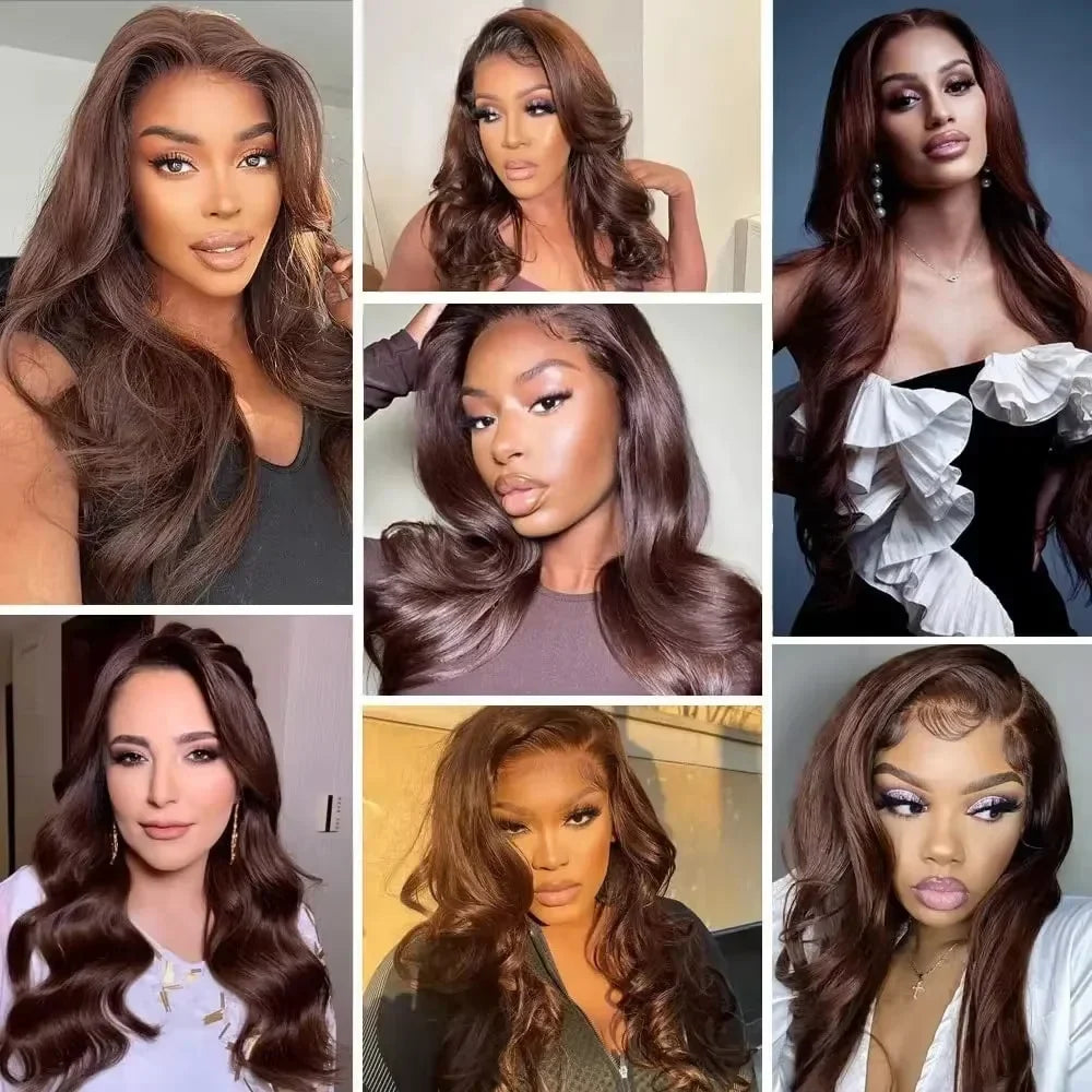 Chocolate Brown HD Lace Front Human Hair Wigs