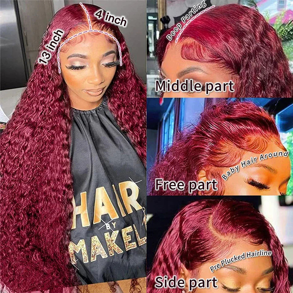 Red Curly Burgundy Hair Wig