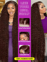 Chocolate Brown Deep Wave Lace Front Curly Wigs