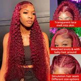 Burgundy Deep Wave Curly Wigs