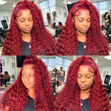 Burgundy Deep Wave Curly Wigs
