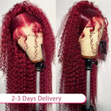 Burgundy Deep Wave Curly Wigs