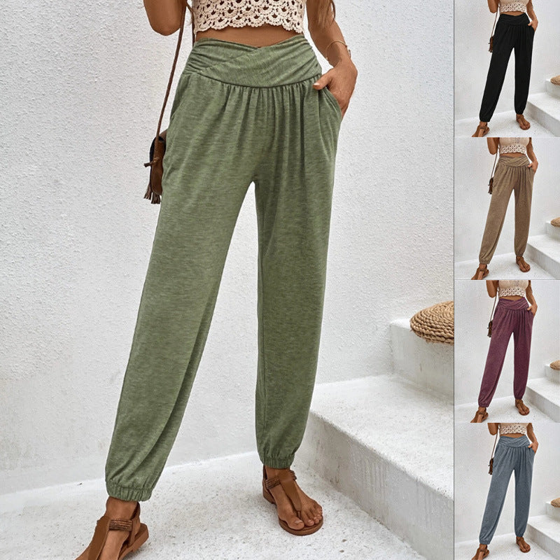 Casual Loose Pocket Ankle-tied Trousers
